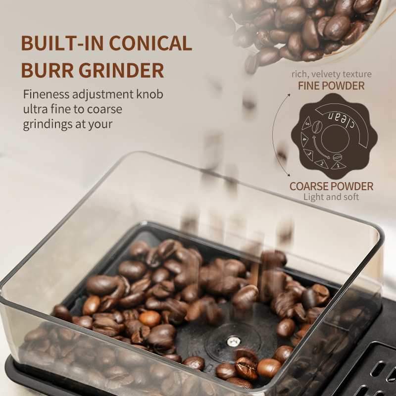 Hi 03 Super Automatic Espresso Coffee Machine，Bean To Cup Fully Automatic Espresso Machine with Grinder,Easy To Use Wifi Coffee Maker with Milk Frother.19 Bar Barista Pump