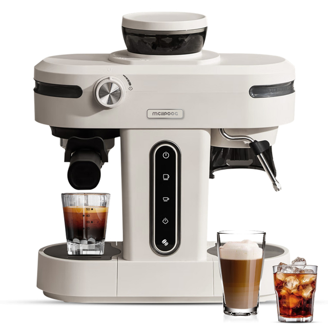 AC510 15Bar Semi Automatic Espresso Machine With Grinder & Steam Wand,3-in-1 Compact Espresso Coffee Maker With 28 oz Removable Water Tank for Cappuccino or Latte,Gift for Dad