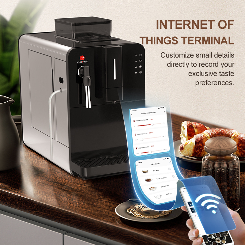 Hi 03 Super Automatic Espresso Coffee Machine，Bean To Cup Fully Automatic Espresso Machine with Grinder,Easy To Use Wifi Coffee Maker with Milk Frother.19 Bar Barista Pump