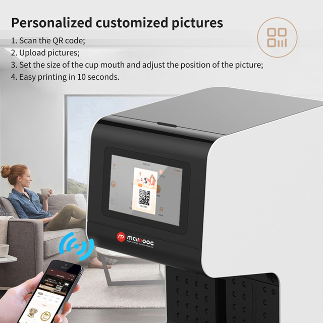 LAP-200D 3d Latte Art Coffee Printer Machine Digital Inkjet WIFI Photo Printing Machine DIY