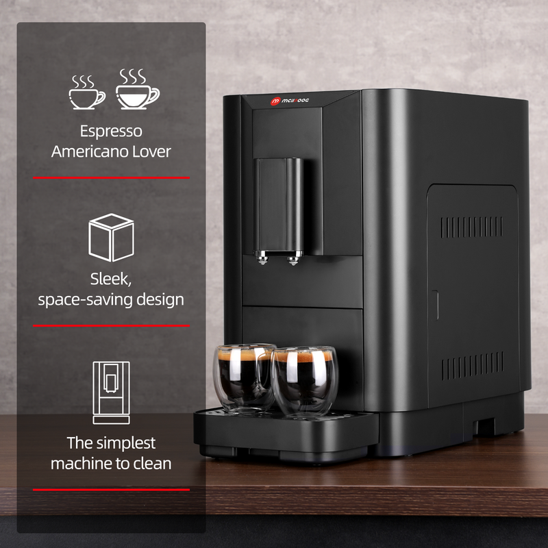 ES320 Fully Automatic Espresso Machine,Compact Automatic Espresso Machine with Grinder, Touch Screen, 4 Coffee Varieties for Home and Office,Black