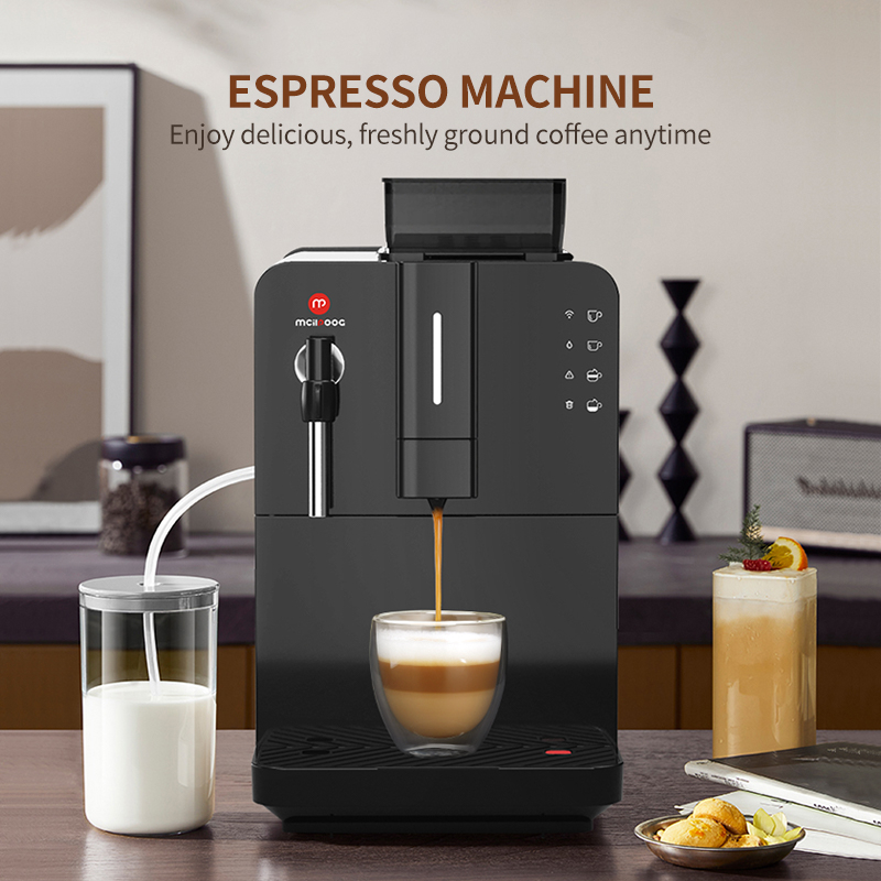 Hi 03 Super Automatic Espresso Coffee Machine，Bean To Cup Fully Automatic Espresso Machine with Grinder,Easy To Use Wifi Coffee Maker with Milk Frother.19 Bar Barista Pump