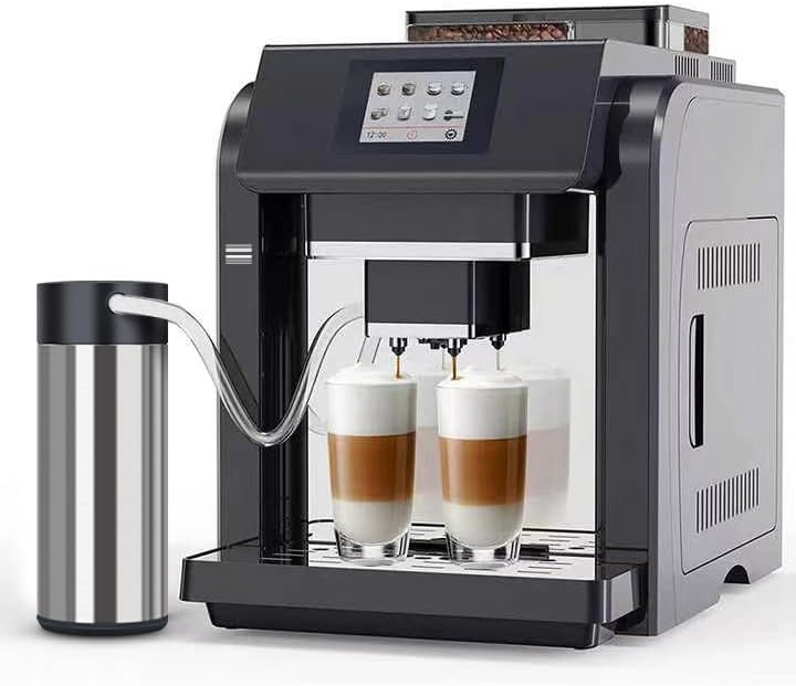 ES317 Fully Automatic Espresso Machine，Milk Frother,Built-in Grinder，Intuitive Touch Display ，7 Coffee Varieties for Home, Office,and more