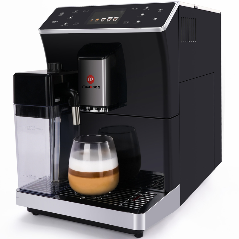 Mcilpoog WS-202 Super Automatic Espresso Coffee Machine,Fully Automatic Espresso Machine With Grinder, Easy To Use Touch Screen Coffee Maker with Milk Frother