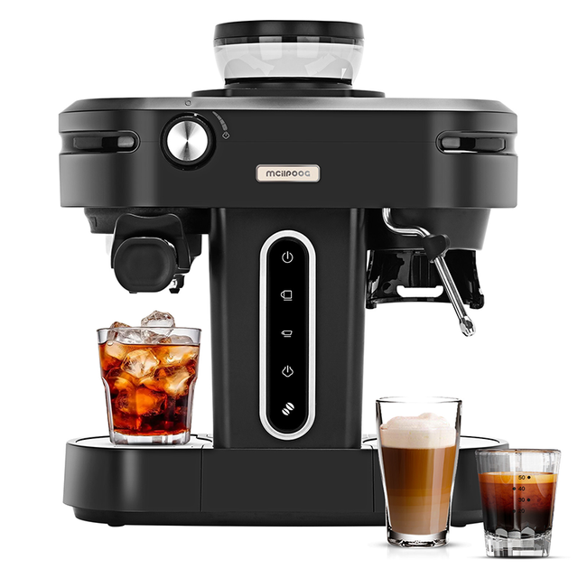 AC510 15Bar Semi Automatic Espresso Machine With Grinder & Steam Wand,3-in-1 Compact Espresso Coffee Maker With 28 oz Removable Water Tank for Cappuccino or Latte,Gift for Dad