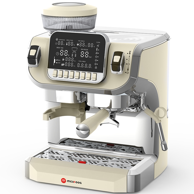 TC520 Espresso Machine with Milk Frother，Semi Automatic Coffee Machine with Grinder,Easy To Use Espresso Coffee Maker with 6 inch Large Screen,15 Bar Pressure Pump,PID Temperature Control