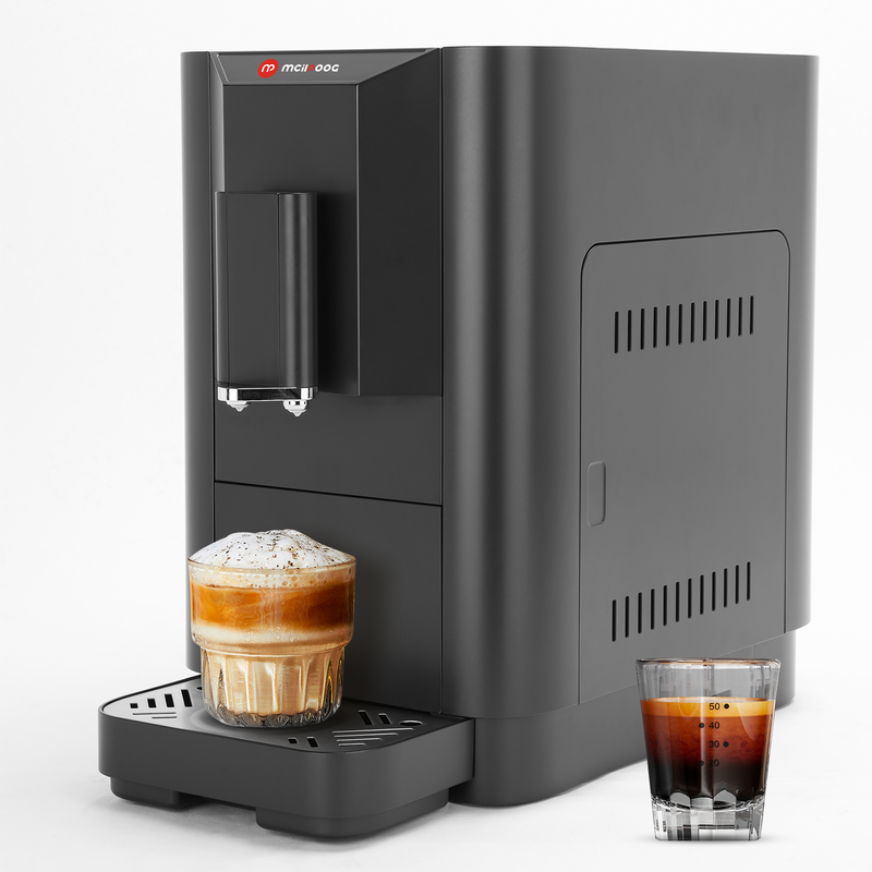 ES320 Fully Automatic Espresso Machine,Compact Automatic Espresso Machine with Grinder, Touch Screen, 4 Coffee Varieties for Home and Office,Black