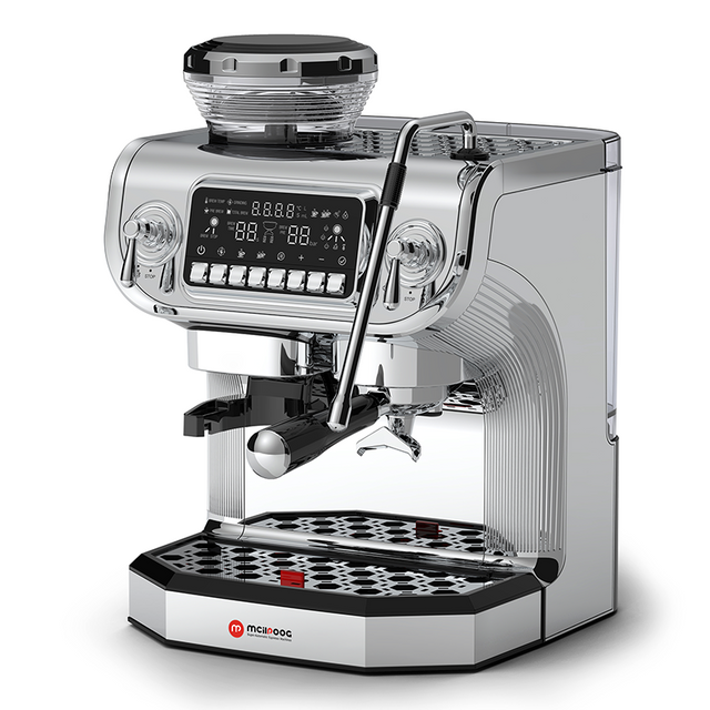 TC530 Espresso Machine with Grinder，Semi Automatic Coffee Machine with Milk Frother,Easy To Use Espresso Coffee Maker with 6 inch Large Screen,15 Bar Pressure Pump,PID Temperature Control