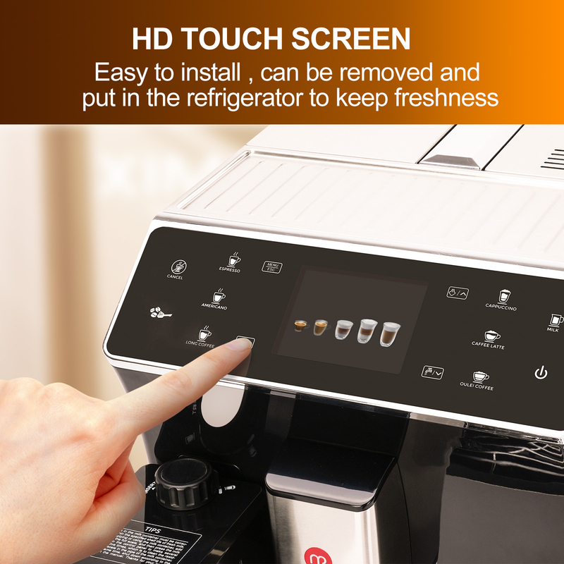 Mcilpoog WS-202 Super Automatic Espresso Coffee Machine,Fully Automatic Espresso Machine With Grinder, Easy To Use Touch Screen Coffee Maker with Milk Frother