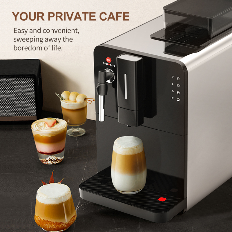 Hi 03 Super Automatic Espresso Coffee Machine，Bean To Cup Fully Automatic Espresso Machine with Grinder,Easy To Use Wifi Coffee Maker with Milk Frother.19 Bar Barista Pump